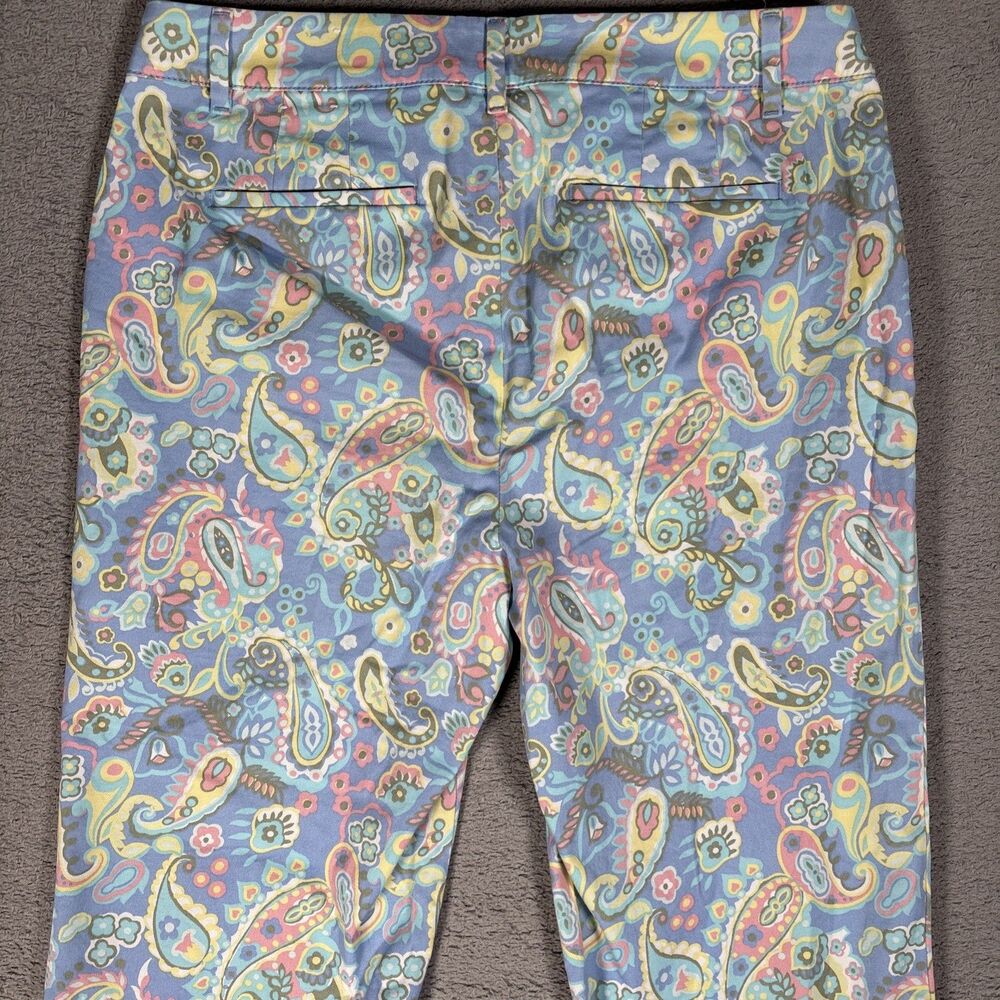 Talbots Perfect Crop Pants Womens Size 8 Paisley Powder Blue Blush Pink Bohemian - Picture 12 of 14